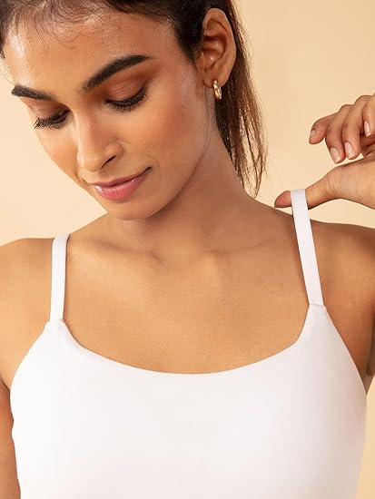 NYKD Cotton Everyday Bramisole for Women In-Built Bra, Padded & Moulded Cups, Adjustable Straps – NYC003